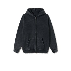 Servicio OEM, Sudadera con Capucha y Cremallera de Alta Calidad con Lavado Ácido, Estilo Urbano para Hombre, 100% Algodón, Personalizable - Product Image 4
