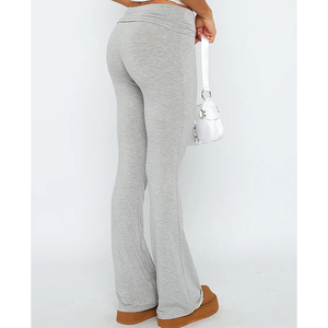 Pantalons droits et amples pour femmes, décontractés et élégants, à porter jusqu'au sol, en tricot uni, taille haute, décontractés, évasés, en 2026 - Product Image 2