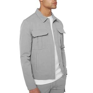 Chaqueta de Hombre para Primavera/Otoño, Estilo Bomber Informal con Botones Cubiertos, Tejido de Poliéster y Algodón, con Logotipo Personalizado, Talla XL - Product Image 4