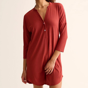 Camicie da <span class=keywords><strong>Notte</strong></span> a Maniche Lunghe per Donne, Camicie da <span class=keywords><strong>Notte</strong></span> con Bottoni in Jersey Modal, Abbigliamento da <span class=keywords><strong>Notte</strong></span> Organico per Donne - Product Image 5