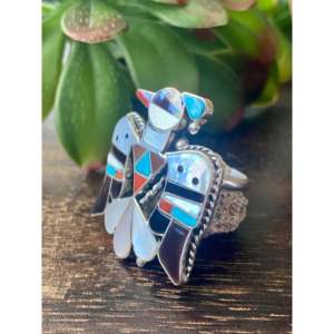 Bague Thunderbird en argent sterling avec incrustation de turquoise Bobby Shack, taille 10.25 - Product Image 4