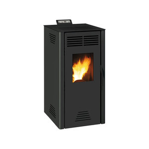 Poêle à granulés de bois, foyer indépendant avec fenêtre de visualisation frontale, commande tactile, design moderne en fonte, chauffage domestique, garantie 5 ans - Product Image 1