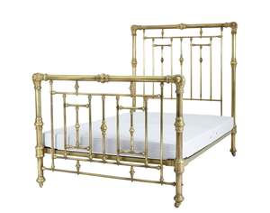 Elegant brass <b>bed</b> frame <b>vintage</b> inspired look for stylish bedroom decor with solid metal build timeless appeal - Product Image 3