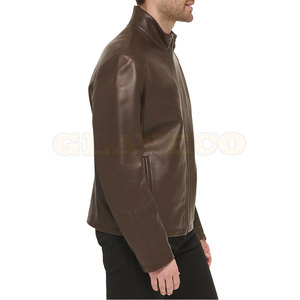 Veste en cuir pour homme, vente chaude, hiver, col montant, logo sur le devant, capuche, imperméable, écologique, décontractée - Product Image 4