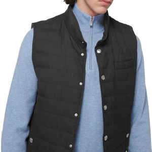 Men Winter <b>Denim</b> Reversible Hooded <b>Vest</b> Outdoor Padded with Pockets and Zipper Casual Windproof Puffer Gilet - Product Image 2
