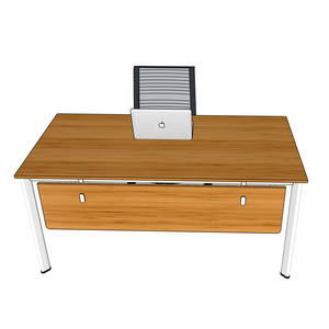 Stylish <b>Simple</b> Metal Gaming <b>Desk</b> with Portable Oval Bamboo Top & Storage Drawers (160x80cm) - Product Image 3