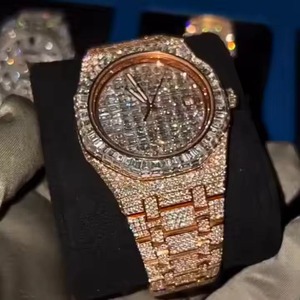 Nuevo lujo moda Hip Hop totalmente Baguette Moissanite reloj Vvs diamante helado para muñeca hombres Acero inoxidable zafiro cristal cuarzo - Product Image 4