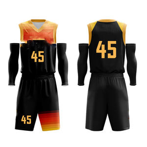 Nom personnalisé basket-ball ensemble de vêtements respirant jaune sublimation maillot uniforme vente en gros conception basket-ball porter - Product Image 1