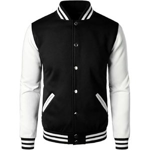Top quality Custom design black ad white <b>Jacket</b> with Embroidery cotton <b>Men's</b> Varsity <b>Jacket</b> College Baseball <b>jacket</b> for <b>men</b> - Product Image 1