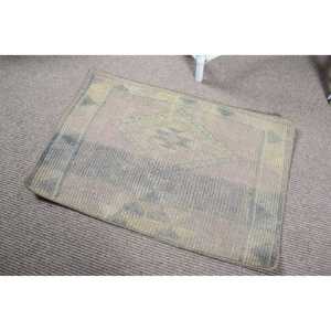 Tapis vintage en laine écologique patchwork 1,8x2,6 pi (54x80 cm) gris oriental turc avec envers en latex - Product Image 4