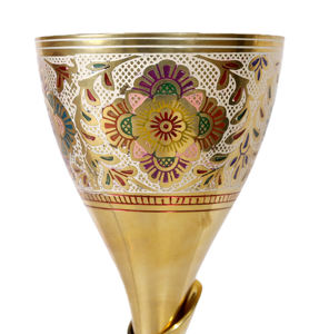 Técnica artesanal de Metal chapado a mano de copa de vino de diseño de Cachemira tradicional moderna antigua - Product Image 4