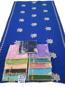 Écharpe en voile de coton bleu à fleurs et strass pour femme, douce, légère, respirante, tendance, à porter au quotidien, toutes saisons - Product Image 6