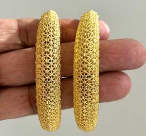 Unique Gold Tribal Brass Bangles Bold Statement Elegant Floral Motif Design Fashionable Free <b>Form</b>-Durable Customizable for - Product Image 4