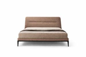 Lit plateforme moderne rembourré Karpathos |   Lit en bois et tissu de luxe minimaliste italien |   Meubles de chambre à coucher pour hôtels et résidences - Product Image 4