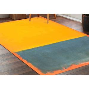 Tapis de style Mark Rothko : Tapis imprimé minimaliste jaune et gris, tapis doux non tissé - Product Image 3