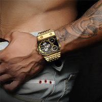 Montre homme Oulm 9315, grande marque, trois fuseaux horaires, grand cadran, montre à quartz unique, acier inoxydable.