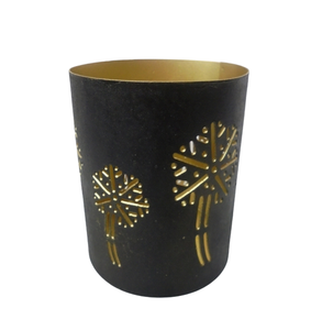 Soporte votivo redondo de hierro decorativo clásico, tarro de vela de Color latón para sala de estar y mesa, decoración de iluminación navideña - Product Image 1