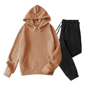Conjunto de chándal de 2 piezas de invierno transpirable para mujer Sudadera con capucha y pantalones de chándal Jogger - Product Image 1