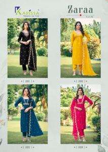Qualité d'exportation indienne Pure fantaisie Viscose soie Kurti pantalon et Dupatta avec séquence cordon fil lourd travail à la main femme mode - Product Image 5