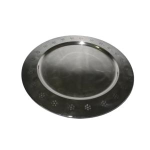 Plato decorativo de impresión negro artesanal a mano, placa de cargador de Metal para utensilios de cocina, plato de Metal, placas de cargador curvadas a mano de colores - Product Image 3