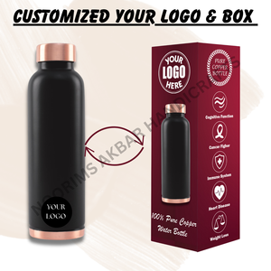 Botella de agua de cobre puro de lujo de 950ml sin BPA respetuosa con el medio ambiente diseño ergonómico de moda impreso personalizado a prueba de fugas con tapa - Product Image 5