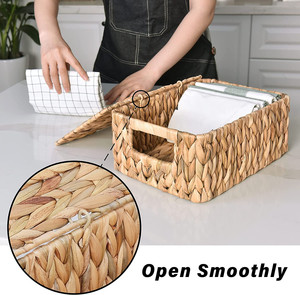 Eco-friendly Water Hyacinth Storage <b>Basket</b> with Lid Luxury Space Product Wicker Seagrass Rattan Woven Storage <b>Basket</b> Kalax <b>Shelf</b> - Product Image 6