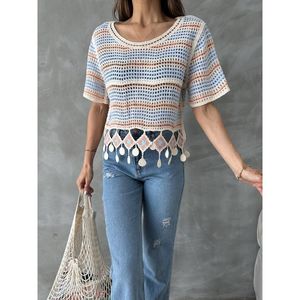 Blusa de malla naranja para mujer Topshow con seis pompones al por mayor - Product Image 2