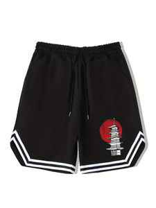 Pantalones cortos de gimnasio para hombre baratos al por mayor, pantalones cortos de entrenamiento físico de malla de playa de secado rápido con bolsillos de talla grande, cintura estampada de poliéster liso - Product Image 6