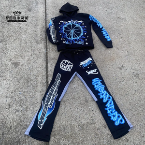 Conjunto de Sudadera con Capucha y Pantalones de Chándal de Invierno 2024 de Última Moda, 400 g/m² de Peso Medio, Estilo Holgado, Lavado Ácido, Teñido Liso, ODM, Casual para Salidas, Personalizado - Product Image 3