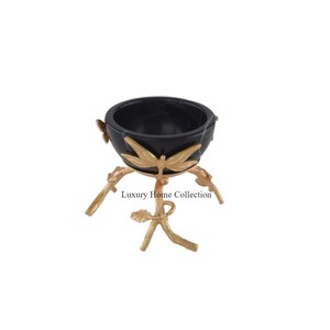 หัวเผาเครื่องหอมตกแต่งโต๊ะหัวเคลือบผงโลหะสีดำเคลือบสีทองหรูหรา - Product Image 5