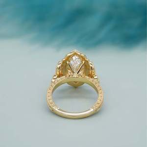 IGI Certified Vintage Marquise Engagement <b>Ring</b> Double Prong <b>Diamond</b> <b>Ring</b> with Side Stones - Product Image 5