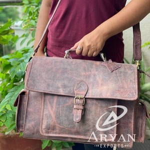 Sac messager décontracté en cuir véritable fait à la main pour ordinateur portable 11x15 pouces - Product Image 1