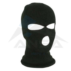 Vente en gros cagoules hiver en acrylique tricotées avec broderie logo personnalisé cagoules 3 trous pour hommes - Product Image 6