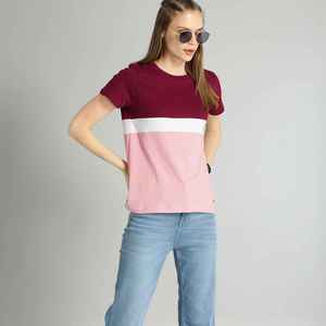 Camiseta de Algodón con Cuello en V Extra Grande Personalizada para Mujer, Corte Clásico, Estilo Casual Urbano, Manga Corta - Product Image 2