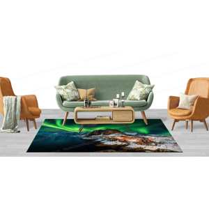 Tapis Paysage Céleste Coloré, Tapis Imprimé, Tapis Aurores Boréales, Tapis Fin Non Tissé - Product Image 2