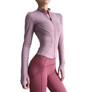 Femmes respirant Spandex Sport veste fermeture éclair Yoga Fitness séchage rapide à capuche pouce trou Gym entraînement avant Logo - Product Image 1