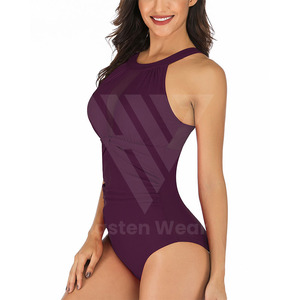 ชุดว่ายน้ำคอกลมแบบชิ้นเดียวสำหรับผู้หญิงดีไซน์โลโก้ของคุณเอง - Product Image 2