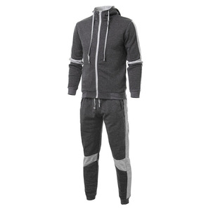 Men's Black Gray Color Block Hooded Tracksuit Set Full <b>Zip</b> <b>Sweatshirt</b> Pants Casual Autumn Wear Breathable Polyester Cotton - Product Image 4