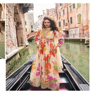 Premium Real Chinon Silk With Digital Print And Embroidery <b>Suit</b> <b>Woman</b> Fashion Manufacturer From Surat At Wholesale Rate - Product Image 1