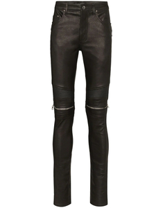 OEM Custom Logo Punk Club Faux Leather Pants <b>Men</b> Zip Biker <b>Jeans</b> Leather Pants Custom Leather Motorcycle Pants for <b>Men</b> Hip Hop - Product Image 2