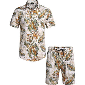 Venta al por mayor caliente verano impresión completa nueva ropa de playa Hawaiana de dos piezas camisas y pantalones cortos para hombre conjunto fácil y cómodo servicio OEM - Product Image 4