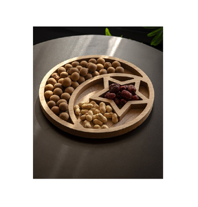 Décor de ferme bois lune et étoile café plateau à dessert plateau de service rond en bois plateaux de service en bois à vendre - Product Image 4