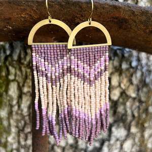 HF crafts ต่างหูลูกปัดอะคริลิคแบบโบฮีเมียนสำหรับผู้หญิงเครื่องประดับพู่ห้อยทอมือ - Product Image 2