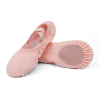 Chaussons de danse classiques roses et noirs pour femmes, ballerines souples en tissu extensible avec semelle extérieure en cuir véritable, idéales pour l'entraînement de danse