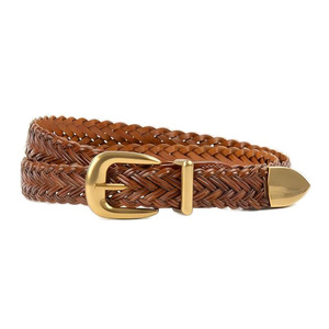 Ceinture tressée en cuir PU de luxe pour femmes Logo personnalisé Boucle ardillon durable Ceintures tressées sur mesure pour femmes - Product Image 1