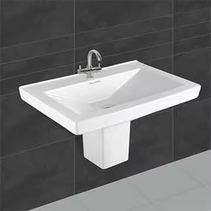 Lavabo de precio barato con medio pedestal Lavabo Soporte para fregadero-Productos sanitarios de baño de cerámica de la India - Product Image 5