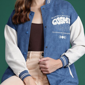 Denim Jeans Couleur Laine Varsity Vestes Avec Des Couleurs Personnalisées & Logos Letterman Warm Varsity Jacket Pour Homme Et Femme - Product Image 5