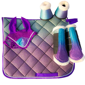 Vente chaude produits d'équitation équipement équestre personnalisé couverture de selle de glacier bandages de mouche ensemble haut de gamme tapis de selle - Product Image 1