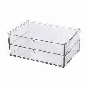 กล่องเก็บของอะคริลิคแบบวางซ้อนกันได้ประหยัดพื้นที่พร้อมลิ้นชัก2ชั้นและการออกแบบที่ชัดเจน2025ง่าย - Product Image 3