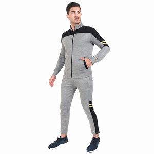 Zipper up Men's Tracksuits in <b>Black</b> Color With Multi Color Stripes Design Slim Fit Jogging / Sports Wear Sweat Suits - Product Image 5